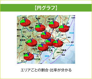 エリアごとの割合・比率が分かる円グラフ